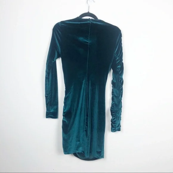 Ronny Kobo Yarden Velvet Mini Dress Green Bodycon Holiday Party Cocktail Medium - Picture 4 of 8